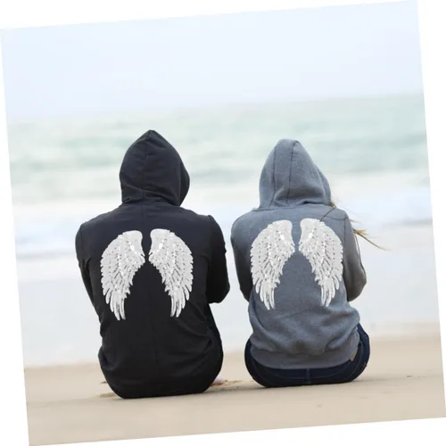 Vista 5 de Silver Sequin Angel Wings Embroidered Cloth Appliques DIY Sew-on Patches for Clothing Decoration Craft Accessories