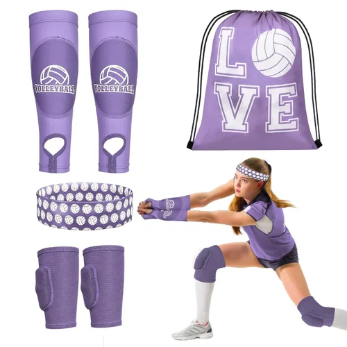 Vista 8 de 6 rodilleras de voleibol y manga de brazo, accesorios de voleibol, equipo de protección, antebrazo, codo, muñequera con almohadilla de protección