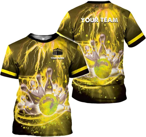 Vista 8 de Paniprints - Camisas de bolos con nombre personalizado para hombres y mujeres 3D, camisas de bolos para equipo de bolos, camisas de bolos de regalo