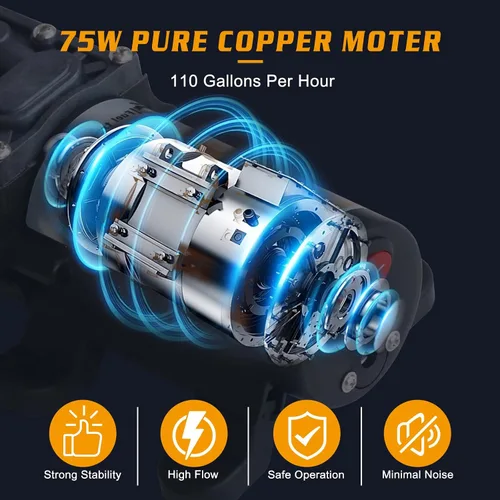 Vista 3 de Juego de bomba de transferencia de combustible de 12 V, bomba de transferencia de gasolina de 75 W que mueve 110 galones de gas por hora, con tubo
