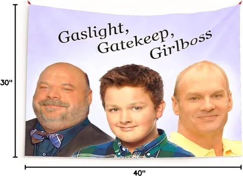 Vista 6 de GOLEHS Gaslight, Gatekeep, Girlboss Tapiz con kit fácil de colgar, bandera divertida para dormitorio universitario, disponible en tamaños de 40 a 90