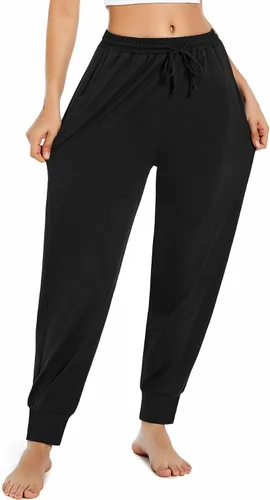 Vista 3 de OLIKEME Pantalones deportivos de yoga para mujer, cintura alta, con cordón, casuales, ligeros, de secado rápido, pantalones de entrenamiento