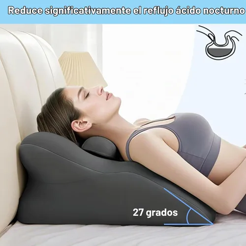 Vista 3 de Almohada de cuña para alivio del reflujo ácido, Almohada de cuña de cama para dormir, Almohada de pareja de 27 grados, Almohadas de elevación
