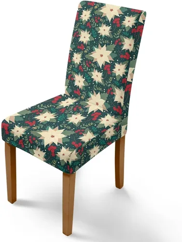 Vista 51 de Rnyleeg Fundas navideñas para sillas de comedor, fundas de asiento de comedor con estampado de campanas brillantes, juego de 1 funda suave y lavable