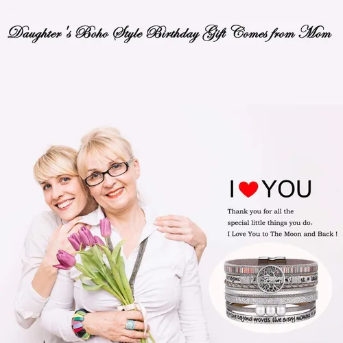 Vista 5 de Pulseras inspiradoras de cuero del árbol de la vida para mujeres, regalos de joyería para adolescentes y niñas