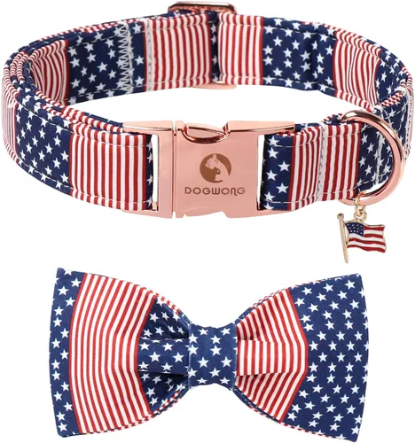 Vista 85 de DOGWONG Collar de otoño para perro con lazo, collar de moño para perro de Acción de Gracias, collar ajustable de algodón de otoño con hoja de arce