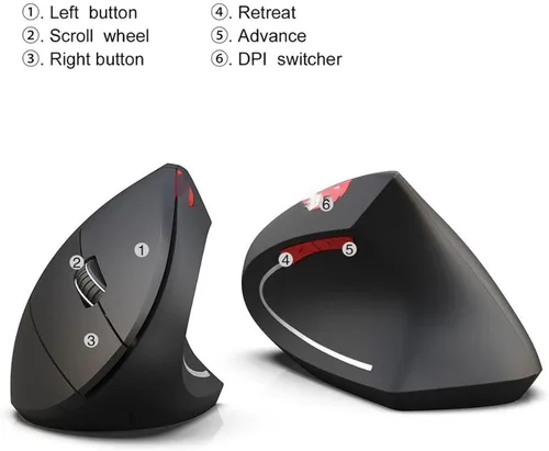 Vista 4 de Ratón inalámbrico recargable para juegos para computadora portátil vertical ergonómico USB Gamer Mause para teclas de ratones Bluetooth