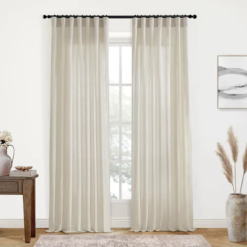 Vista 67 de XTMYI - Cortinas transparentes de 54 pulgadas de largo, juego de 2 paneles para baño, cortinas cortas de lino y algodón con semi privacidad