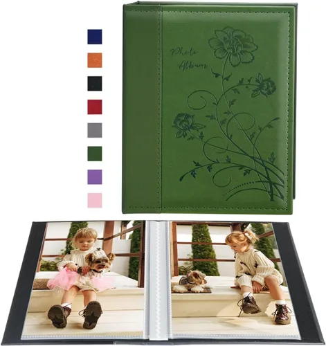 Vista 8 de Artmag Álbum de fotos de 5 x 7 pulgadas, con bolsillos transparentes para páginas transparentes, cubierta de piel, libro deslizante para álbum