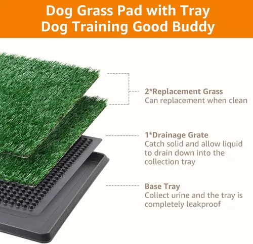 Vista 2 de LOOBANI Almohadilla de césped para perros con bandeja, 16 x 20 pulgadas