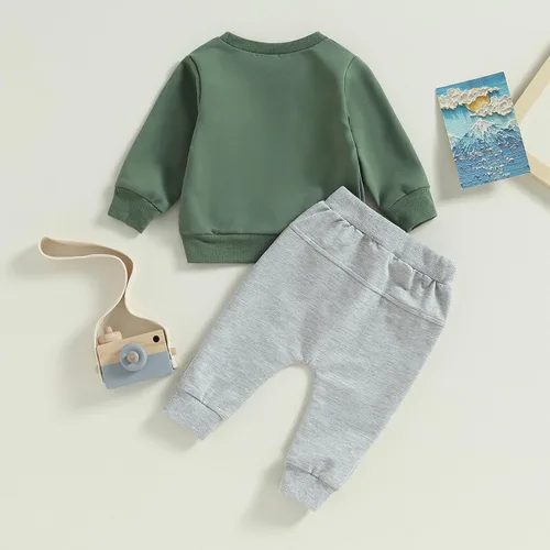 Vista 7 de Conjunto de ropa deportiva de manga larga con cuello redondo y pantalones para bebé niño