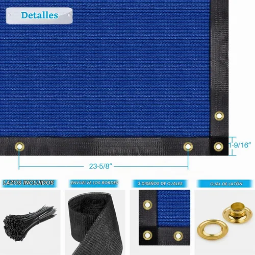 Vista 2 de Patio - Pantalla de privacidad para valla de 6', tamaño personalizable Azul