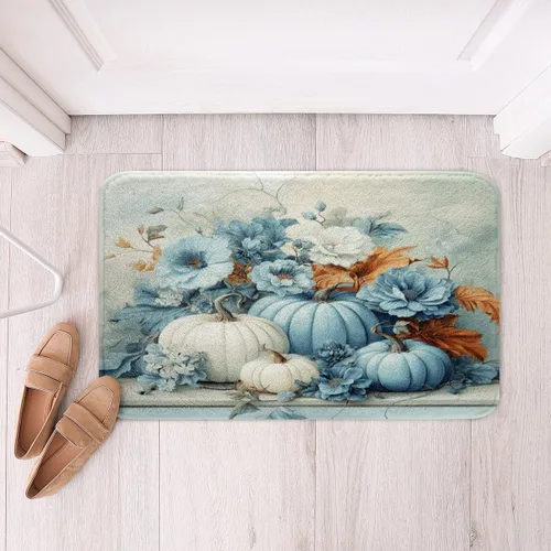 Vista 29 de Erosebridal Thanksgiving Turkey Bathroom Rugs - Fall Leaves Pumpkin Bath Mat for Kids Adults, Vintage Autumn Harvest Door Mat 16 x 24 Inch Rustic