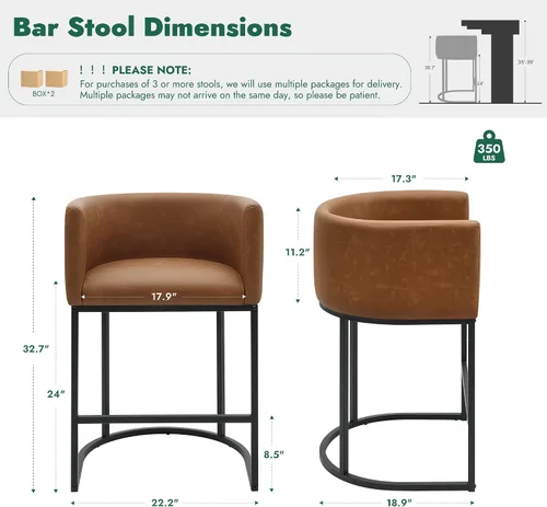 Vista 2 de Juego de 3 taburetes de bar de altura de mostrador, taburetes modernos para comedor, taburetes de bar de 24 pulgadas para isla de cocina, taburete