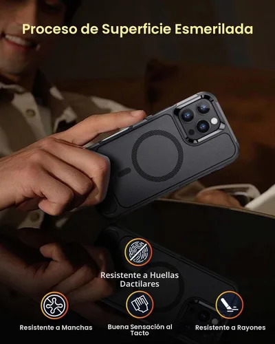Vista 7 de Lanhiem Funda magnética para iPhone 16 Pro Max, [protector de pantalla de privacidad antiespía] protección contra caídas de grado mil, soporte