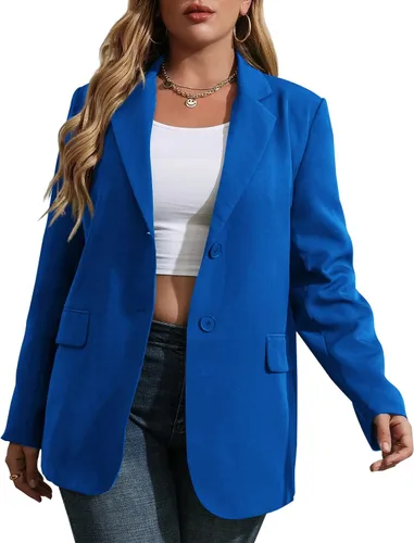 Vista 11 de Womens Plus Size Casual Blazer Jackets Long Sleeve Open Front Buttons Work Office Lapel Blazers with Pockets