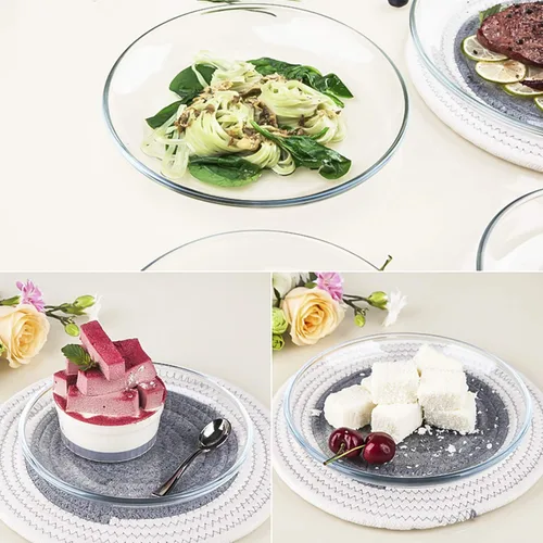 Vista 6 de FOYO Platos de postre, juegos clásicos de vajilla de vidrio templado, 7 pulgadas, juego de 3