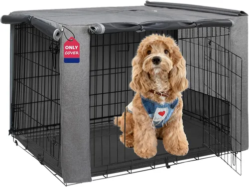 Vista 9 de HiCaptain Funda para Jaula de Perro 24.0" L x 18.0" A x 20.0" Al con Malla Transpirable, Funda para Perrera Duradera Heavy Duty, Paneles con Doble