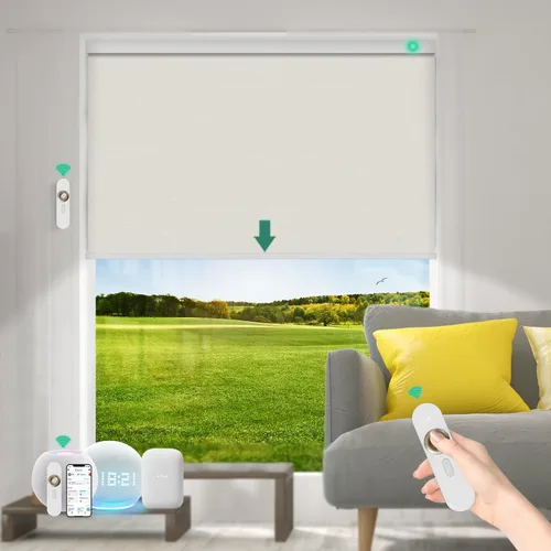 Vista 34 de Persianas motorizadas con control remoto [motor 100% opacas y silencioso] Persianas inteligentes compatibles con Alexa Google HomeKit, persianas