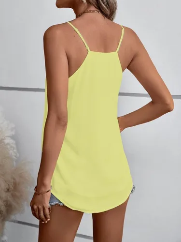 Vista 91 de Camiseta de chifón con tirantes delgados ajustables y cuello en V
