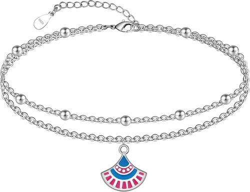 Vista 92 de CHIC & ARTSY Tobilleras delicadas de plata de ley S925 para verano, pulsera de tobillo ajustable multicapa para playa, joyería de pie para mujer