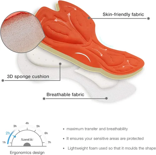 Vista 4 de Santic Pantalones cortos de ciclismo para mujer pantalones cortos de ciclismo con bolsillos laterales suaves de cintura alta pantalones cortos