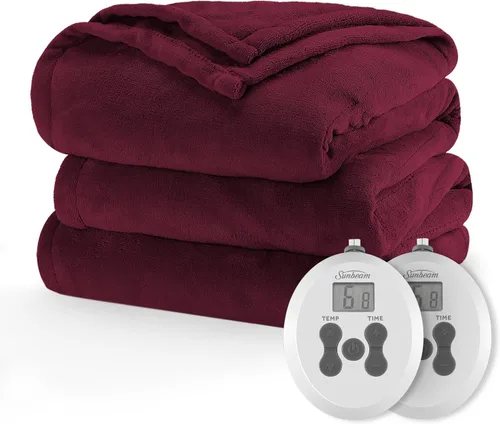 Vista 14 de Manta eléctrica térmica Sunbeam Royal Luxe de microfelpa, 12 ajustes de calor, apagado automático seleccionable de 12 horas, calentamiento rápido