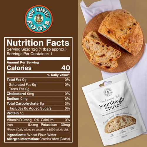 Vista 2 de MY RUSTIC ROOTS Cultivo básico de masa madre de San Francisco totalmente natural y orgánica, iniciador de pan de masa madre apto para principiantes