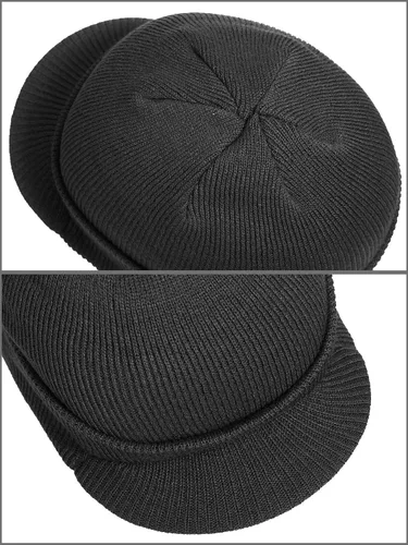 Vista 4 de SATINIOR Gorro de punto de invierno para hombre con ala gorra, cálido y grueso para exteriores