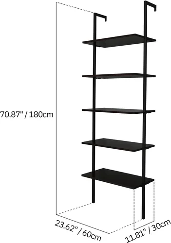 Vista 2 de Karl Home - Estantería de escalera de 5 niveles de nogal oscuro