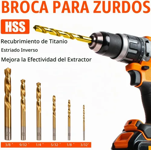 Vista 4 de Juego de extractor de tornillo de 11 piezas,Broca de mano izquierda,Kit extractor de tornillo de perno