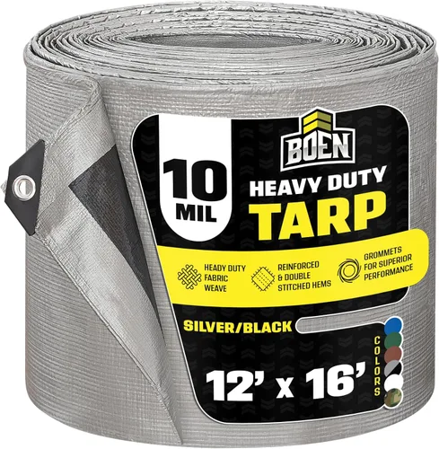 Vista 51 de Lona resistente impermeable Marrón/plata, 6' x 8' de 10 mil de grosor Lonas a prueba de rasgaduras Material de tejido grueso, resistente a