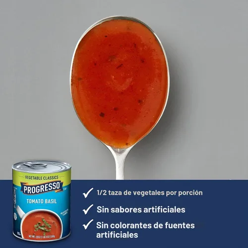 Vista 5 de Progresso Vegetable Classics - Sopa enlatada de tomate y albahaca, sin
