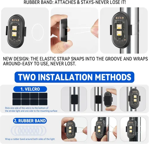 Vista 7 de 6 luces estroboscópicas LED inalámbricas con control remoto, 8 colores recargables, luces LED anticolisión, luces de advertencia de emergencia