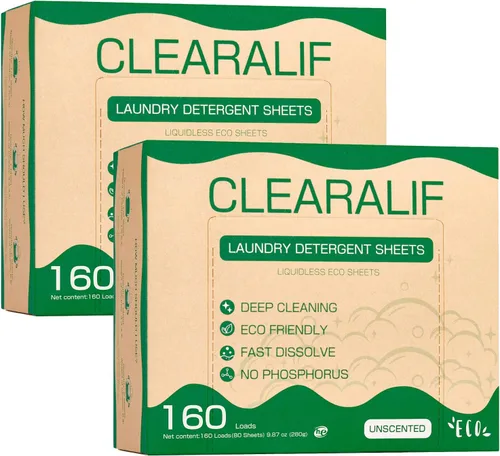 Vista 19 de Hojas de detergente para lavandería hasta 160 lavados, Amber Dusk - Excelentes para viajes, apartamentos, dormitorios, tiras de detergente CLEARALIF