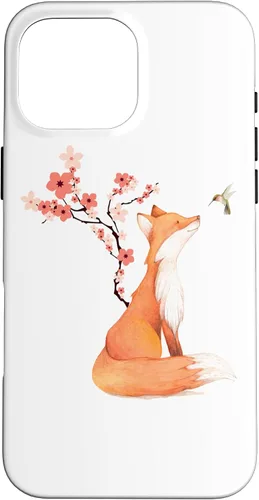 Vista 19 de The Cute Fox and Hummingbird Cherry Blossom Flower Present Case for iPhone 17
