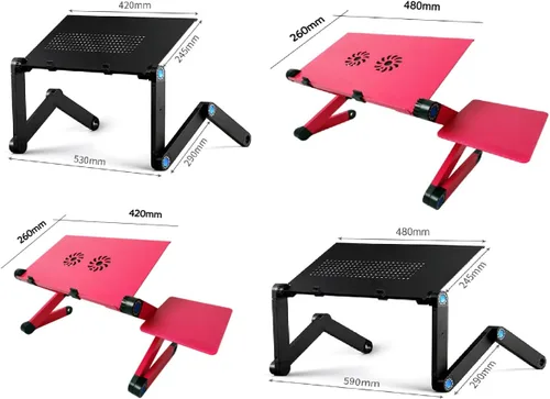 Vista 4 de Bandeja de escritorio ergonómica con ventilación para computadora portátil (16.535 x 10.236 in con alfombrilla de mouse y ventiladores dobles, negro)