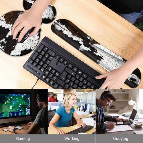 Vista 7 de Alfombrilla ergonómica para mouse con reposamuñecas y teclado de espuma viscoelástica, base antideslizante y reposamuñecas para computadora