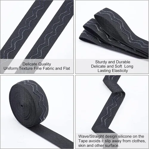Vista 4 de GORGECRAFT Cinta elástica de silicona antideslizante de 5 yardas de 1 pulgada de ancho, banda de agarre elástica de goma, correas elásticas