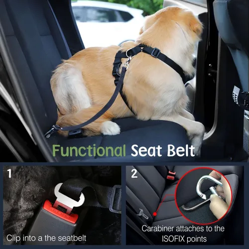 Vista 5 de VavoPaw Cinturón de Seguridad para Perros, Chaleco de Seguridad Arnés para Perros de Coche con Hebilla Ajustable, Cinturón de Seguridad para Perros