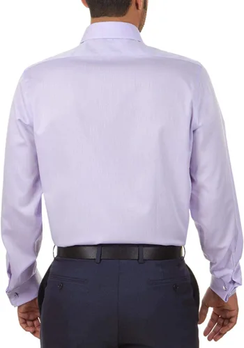 Vista 2 de Calvin Klein Camisa de vestir para hombre, ajuste delgado, sin planchar, espiga francesa