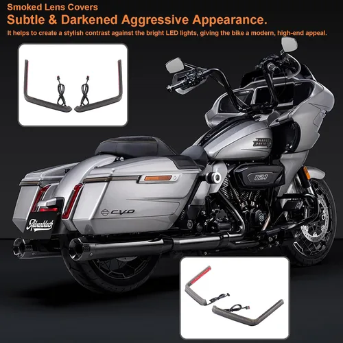 Vista 4 de Advanblack Luces LED de alforja Road Glide 2026, luz trasera Hy-per para Harley Touring FLH 2026, ahumada, intermitentes rojas secuenciales