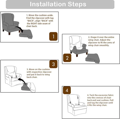 Vista 7 de MIFXIN Funda para Silla de Ala, 2 Piezas, de Terciopelo Elástico, Funda para Silla Wingback con Funda de Cojín, Suave, Lavable, Protector de Muebles