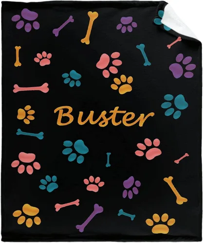 Vista 10 de Manta Personalizada de Huellas de Perro con Foto y Nombre para Amantes de Mascotas, Manta Suave de Franela de Vellón Regalo para Amantes de Perros