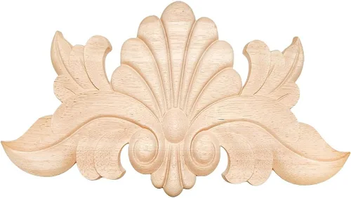 Vista 15 de Apliques de madera tallada en madera tallada calcomanía sin pintar muebles cama puerta gabinete decoración (01,12x9cm/4.72x3.54inch)