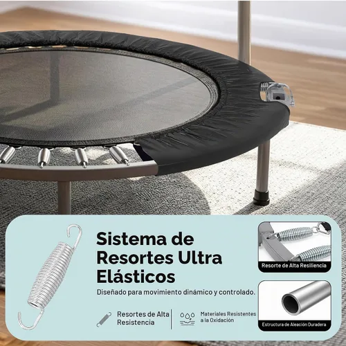Vista 4 de SereneLife Mini trampolín plegable de 40 pulgadas para adultos, rebotador de fitness compacto con mango de espuma ajustable, trampolín de ejercicio
