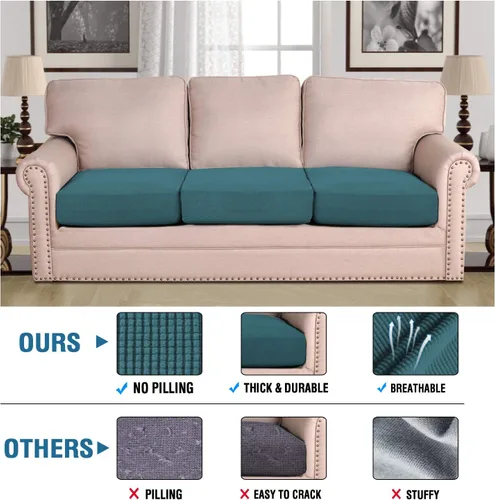 Vista 120 de H.VERSAILTEX - Fundas elásticas para cojín de sofá individual, fundas de asiento para silla de sofá, protector de cojín con tejido jacquard de sarga