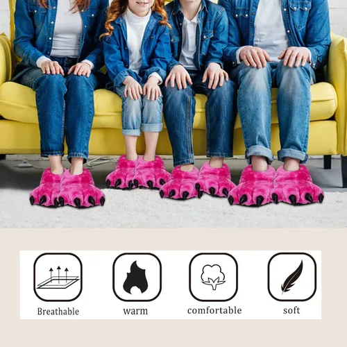 Vista 9 de Ibeauti 2 pares de pantuflas de pata de animal mullido para mujer