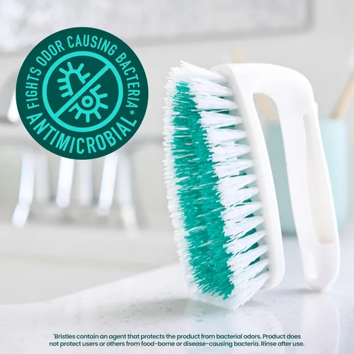 Vista 3 de Scotch-Brite Cepillo multiusos: cerdas duraderas para suelos de azulejos, paredes, puertas de ducha, bañeras y accesorios de baño, mango ergonómico