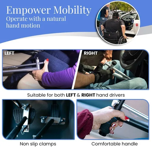 Vista 4 de QuicStick Hand Controls Asistencia de conducción controlada por el pulgar Controles manuales portátiles para vehículos, automóviles, conducción